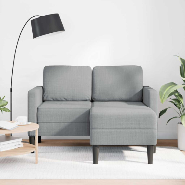 Sofá de 2 plazas con chaise longue en forma L gris claro 125cm D
