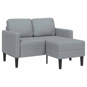 Sofá de 2 plazas con chaise longue en forma L gris claro 125cm H