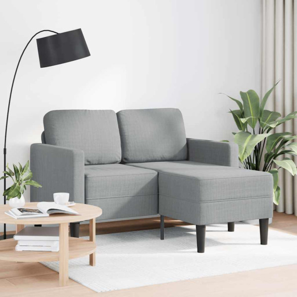 Sofá de 2 plazas con chaise longue en forma L gris claro 125cm M 3