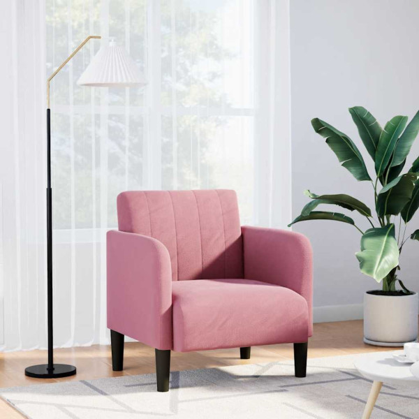 Sillón con reposabrazos terciopelo rosa 54 cm D
