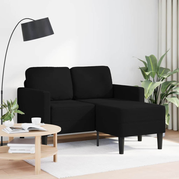 Sofá de 2 plazas con chaise longue en forma L negra 125cm D