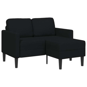 Sofá 2 lugares com Chaise em L 125 cm tecido preto H