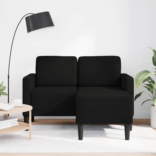 Sofá 2 lugares com Chaise em L 125 cm tecido preto M 3