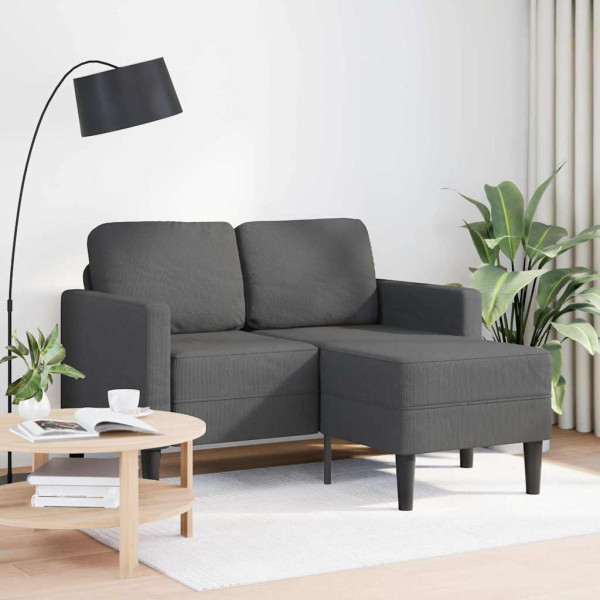 Sofá de 2 plazas con chaise longue en forma L gris oscuro 125cm D