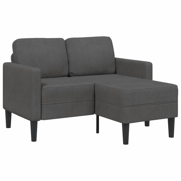 Sofá de 2 plazas con chaise longue en forma L gris oscuro 125cm M 2