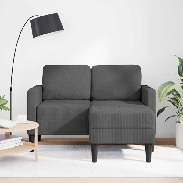 Sofá de 2 plazas con chaise longue en forma L gris oscuro 125cm M 3