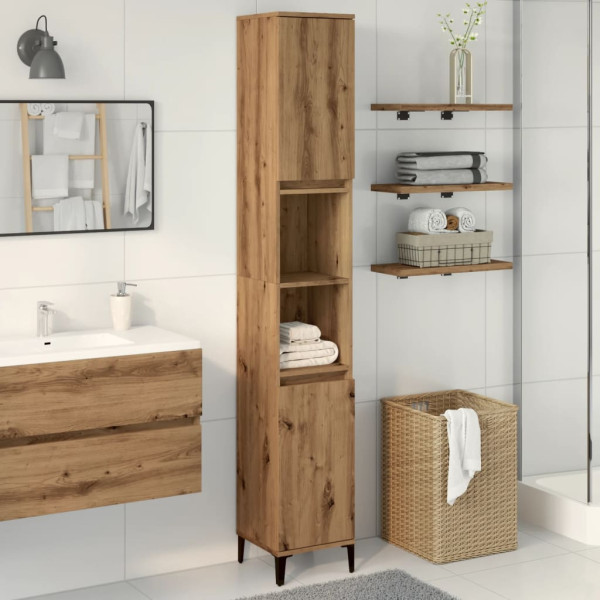 Armario de baño madera contrachapada roble artisan 30x30x190 cm D