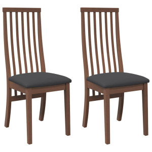 Sillas de comedor con cojines 2 uds madera maciza marrón caucho H