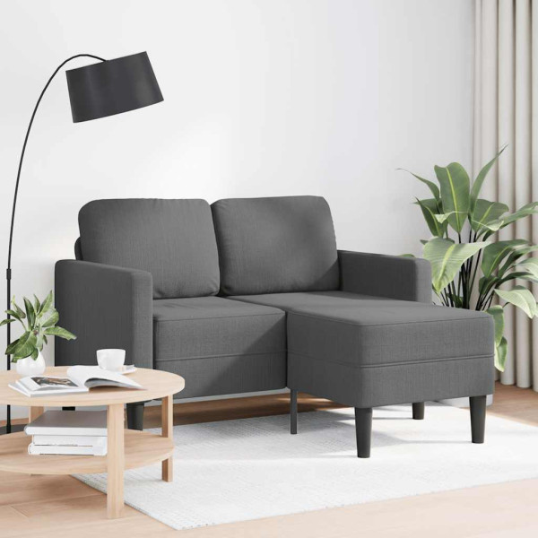 Sofá de 2 plazas con chaise longue en forma L gris oscuro 125cm D