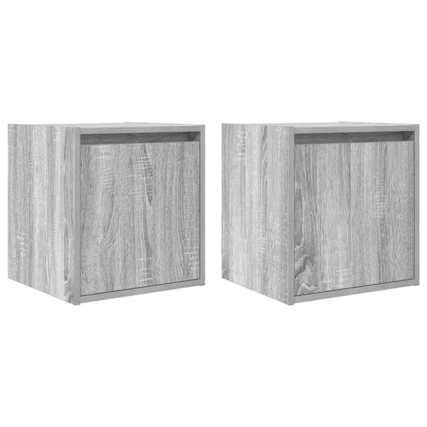 Mesillas de noche de pared 2 uds gris Sonoma 38x34x40 cm M 2