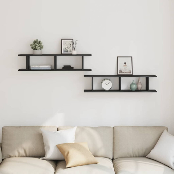 Estantes de pared 2 uds roble negro 90x18x20 cm M 3