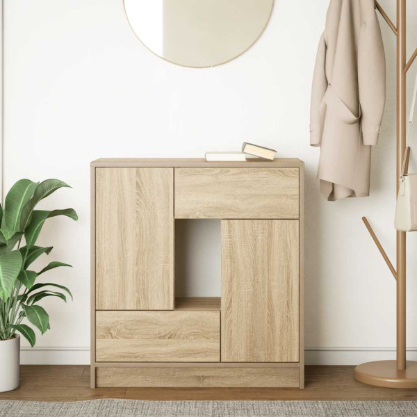 Aparador con cajones y puertas roble Sonoma 70.5x34x74.5 cm M 3