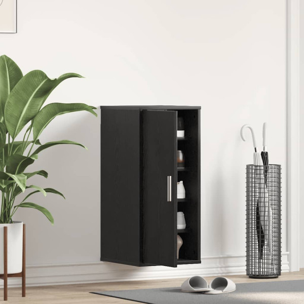 Zapatero de madera de roble negro 32x35x70 cm D