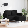 Sofá 2 lugares com Chaise em L 125 cm couro artificial preto 1