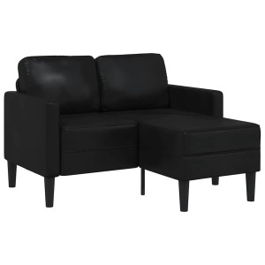 Sofá 2 lugares com Chaise em L 125 cm couro artificial preto H