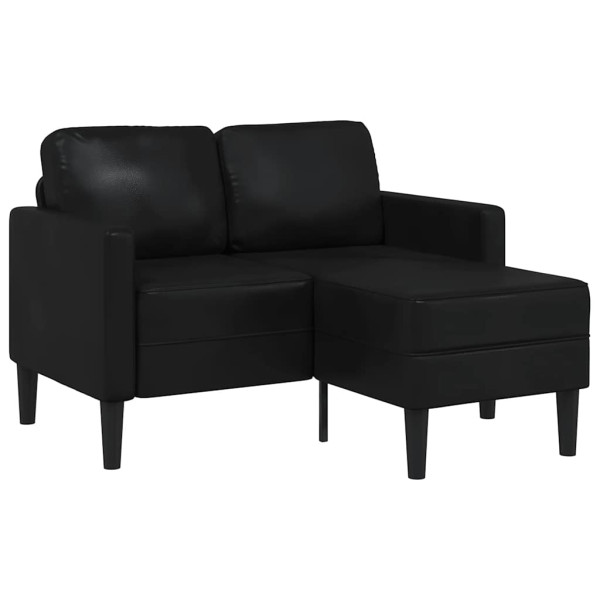 Sofá 2 plazas con chaise longue en forma de L negro 125 cm M 2
