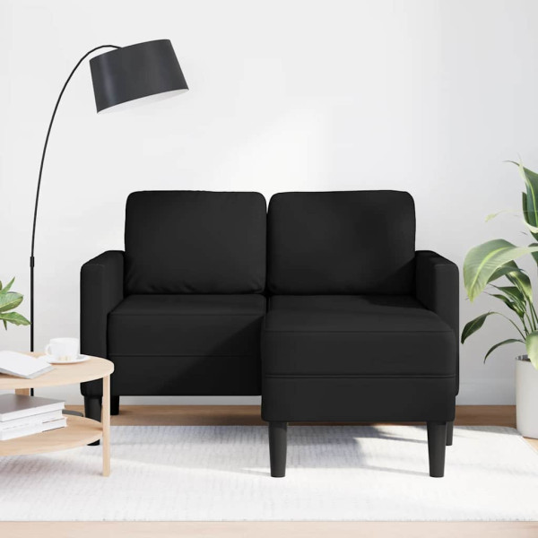 Sofá 2 lugares com Chaise em L 125 cm couro artificial preto M 3