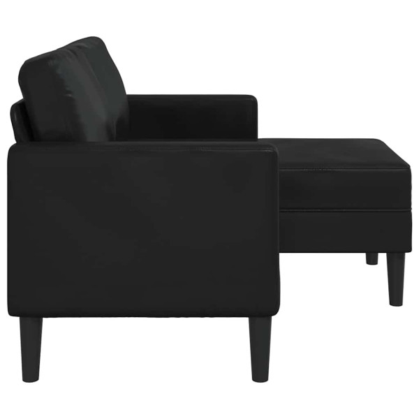Sofá 2 plazas con chaise longue en forma de L negro 125 cm M 5