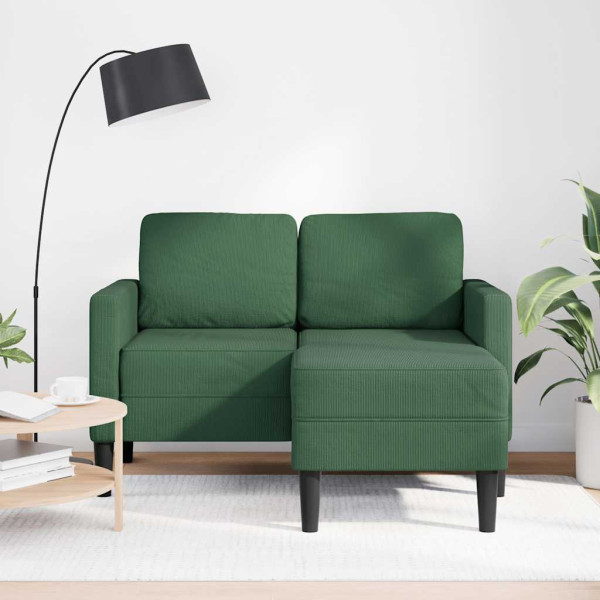 Sofá de 2 plazas con chaise longue en forma de L verde 125 cm M 3