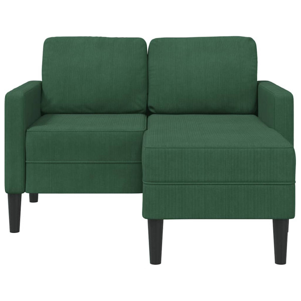 Sofá de 2 plazas con chaise longue en forma de L verde 125 cm M 4