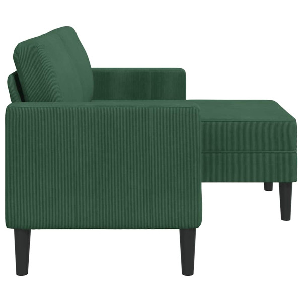 Sofá de 2 plazas con chaise longue en forma de L verde 125 cm M 5