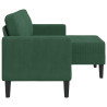 Sofá 2 lugares com chaise longue em L verde 125 cm 5