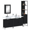 Juego de muebles de baño 4 pzas madera contrachapada negro 1