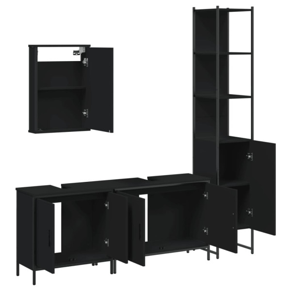 Juego de muebles de baño 4 pzas madera contrachapada negro M 5