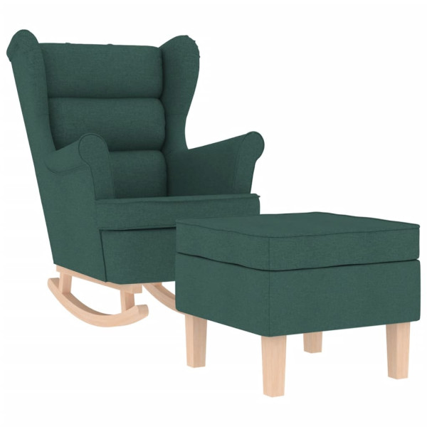 Sillón mecedora con taburete tela verde oscuro M 2