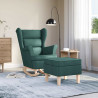 Sillón mecedora con taburete tela verde oscuro 3