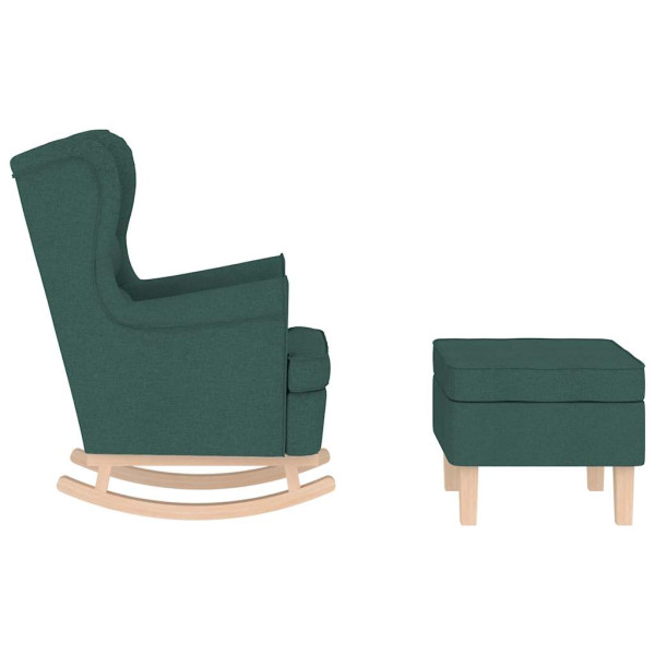 Sillón mecedora con taburete tela verde oscuro M 5