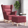 Sillón mecedora con taburete tela rojo tinto 1