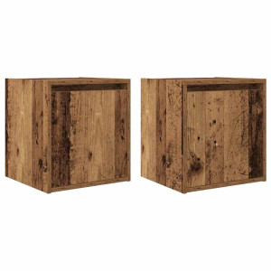 Mesillas de noche de pared 2 uds madera vieja 38x34x40 cm H