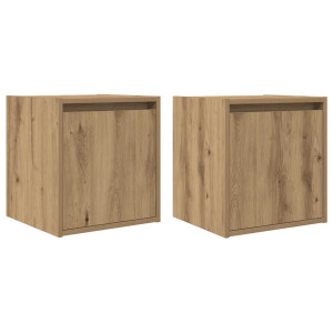 Mesitas de noche de pared 2 uds roble artisan 38x34x40 cm H