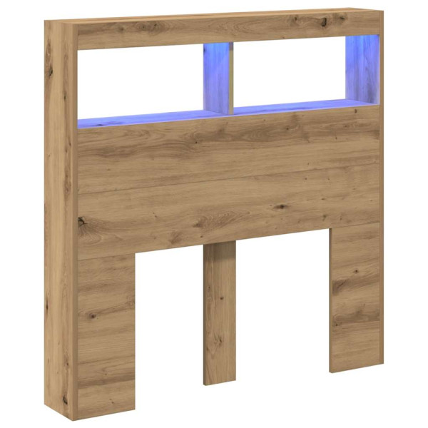 Cabecero de cama con LED roble artesanal 100x17x102 cm M 3