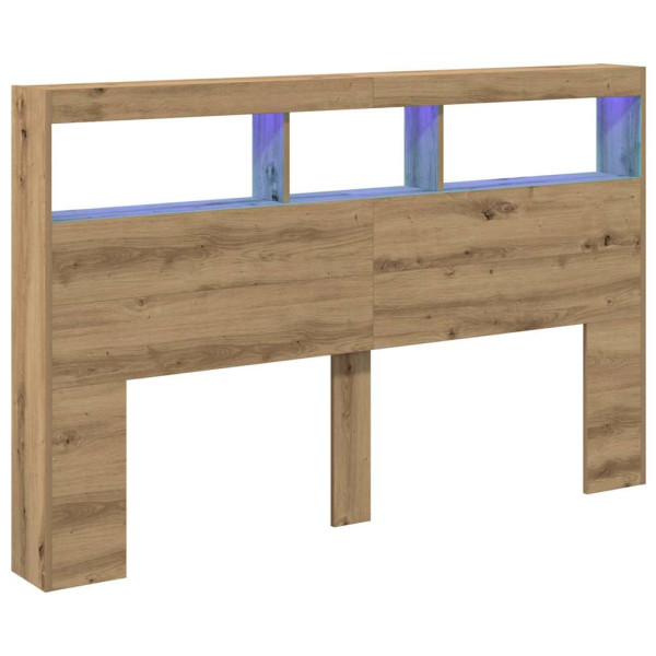 Cabecero de cama con LED roble artesanal 160x17x102 cm M 3