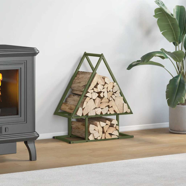 Leñero verde oliva 50x25x60 cm Acero laminado en frío D