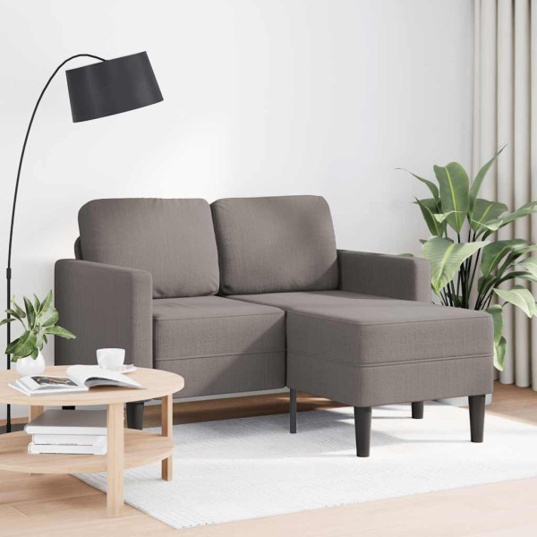Sofá de 2 plazas con chaise longue en forma L gris topo 125 cm D