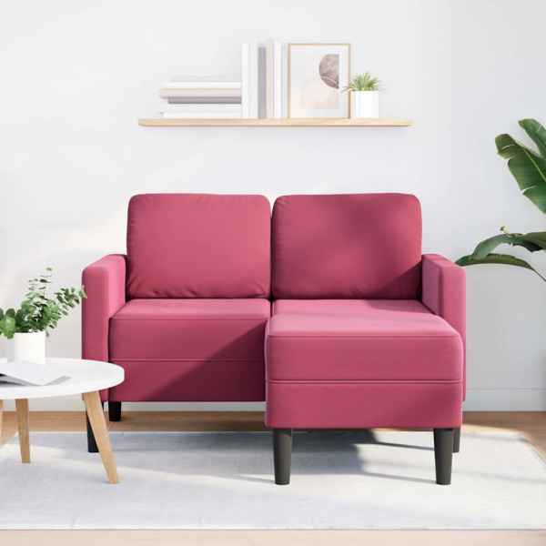 Sofá de 2 plazas con chaise longue en forma L rojo vino 125 cm D