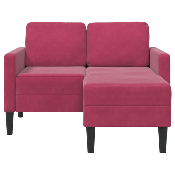 Sofá de 2 plazas con chaise longue en forma L rojo vino 125 cm M 4