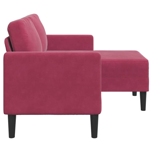 Sofá de 2 plazas con chaise longue en forma L rojo vino 125 cm M 5