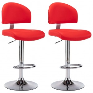 Bancos de bar 2 pcs couro artificial vermelho H