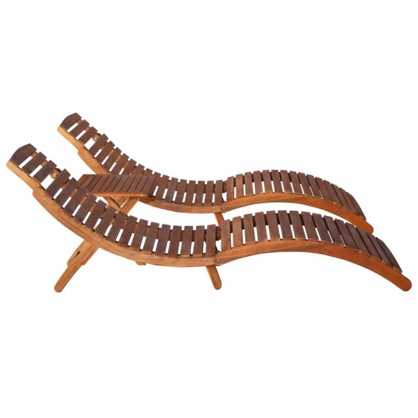 Set de tumbonas con mesita 3 piezas madera maciza de acacia M 3