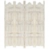 Biombo esculp. mão 4 painéis 160x165cm mangueira maciça branco 1