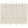 Biombo 5 paneles tallado a mano madera mango blanco 200x165 cm 1