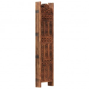 Biombo 5 paneles tallado a mano madera mango marrón 200x165 cm H