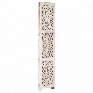 Biombo esculp. mão 3 painéis 120x165 cm mangueira maciça branco H