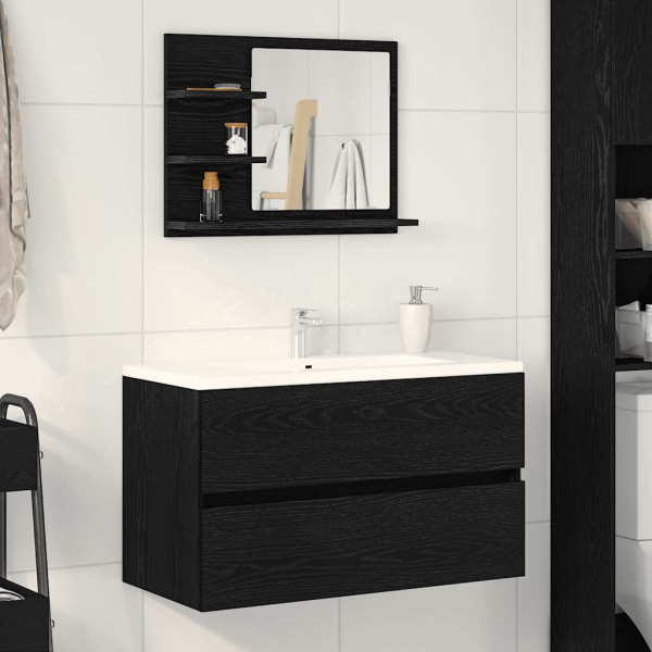 Espejo de baño de madera de roble negro 60x10.5x45 cm D