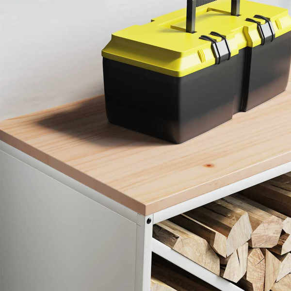 Leñero con tablero de madera blanco 100.5x35.5x40 cm M 4