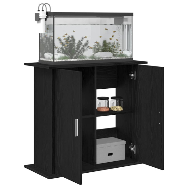 Soporte para acuario de madera de roble negro 81x36x73 cm M 4